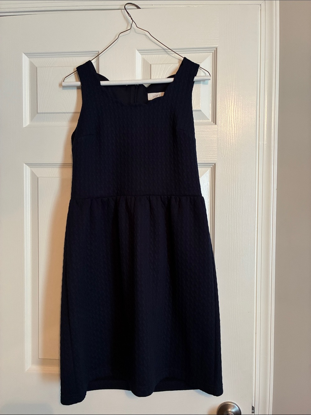 LOFT Navy Textured Sleeveless Fit-and-Flare Girls' Dress